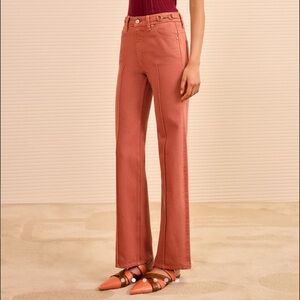 NWT Ulla Johnson Agatha Jeans Size 27 Pink Mid Rise Straight Leg New Garden Rose